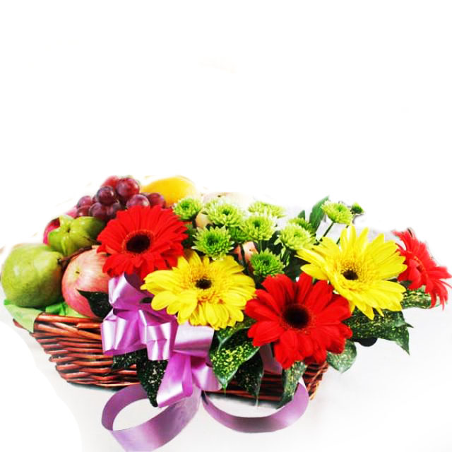 Cesta Frutas y Gerberas