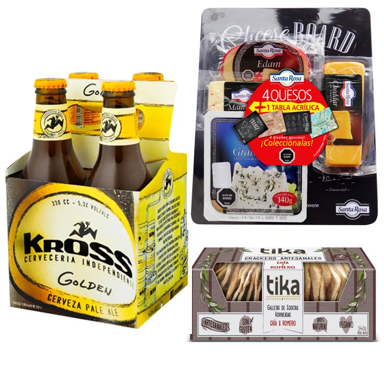 Tabla 4 Quesos, Cerveza Kross Y Galletas Crackers Artesanales