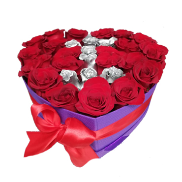 Caja Corazn con 25 Rosas