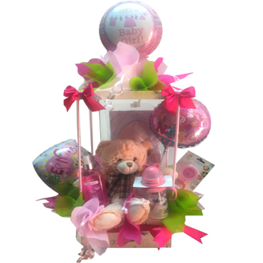 Caja de Nacimiento con Globos y Peluche 