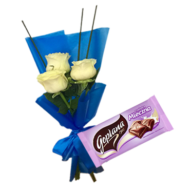 Ramito de 03 Rosas ms Chocolate de Leche 80Grs