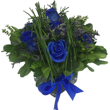 Rosas Azules 6 en Florero