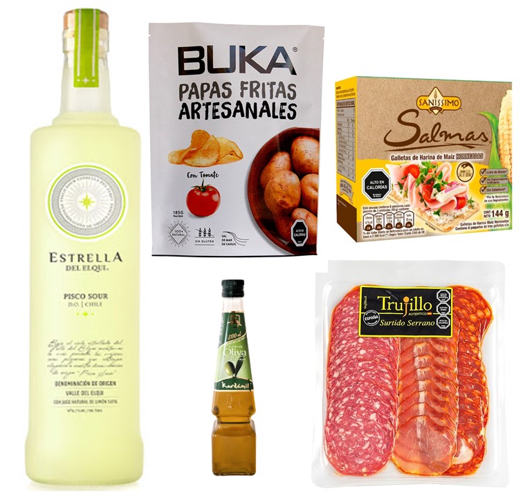 Pisco Sour Estrella del Elqui, Galletas Sin Gluten, Surtido Serrano y Papas Artesanales