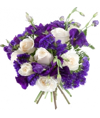 12 Rosas Blancas y Lisianthus