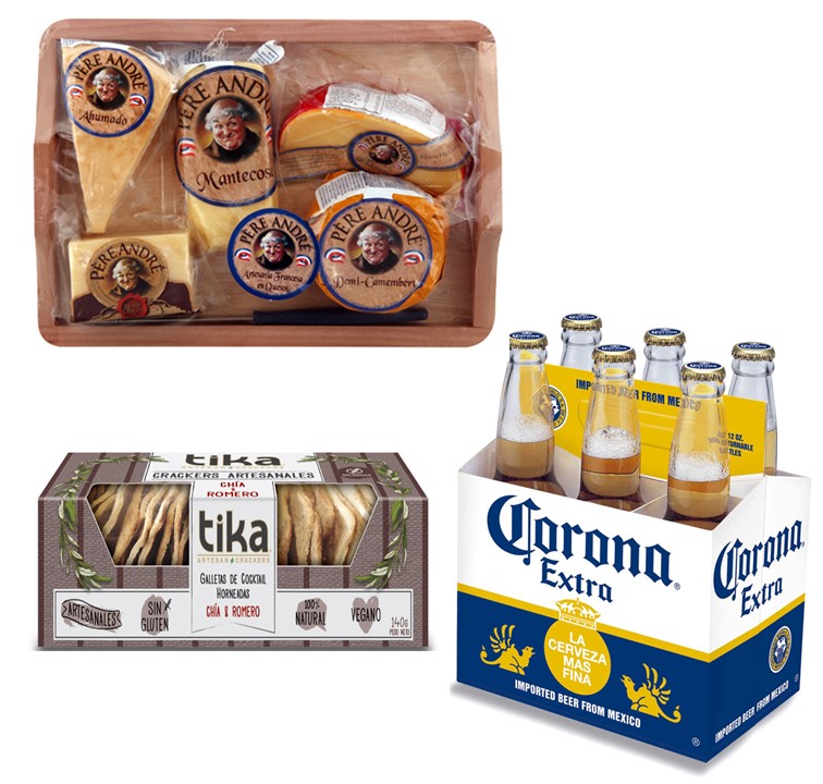 Cerveza Corona, Tabla 5 Quesos, Galletas Crackers